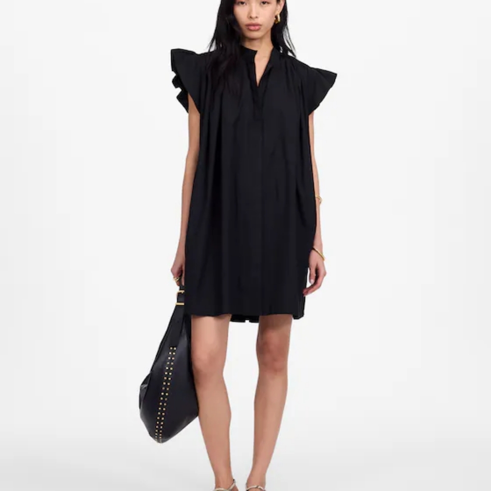 MADEWELL Flutter Sleeve Poplin Button Front Mini Dress XXS